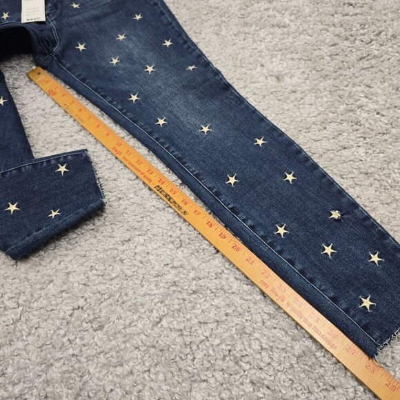 Judy Blue Jeans Womens 11/30 Blue Skinny Raw Hem Embroidered Star Stretch New - Picture 10 of 12